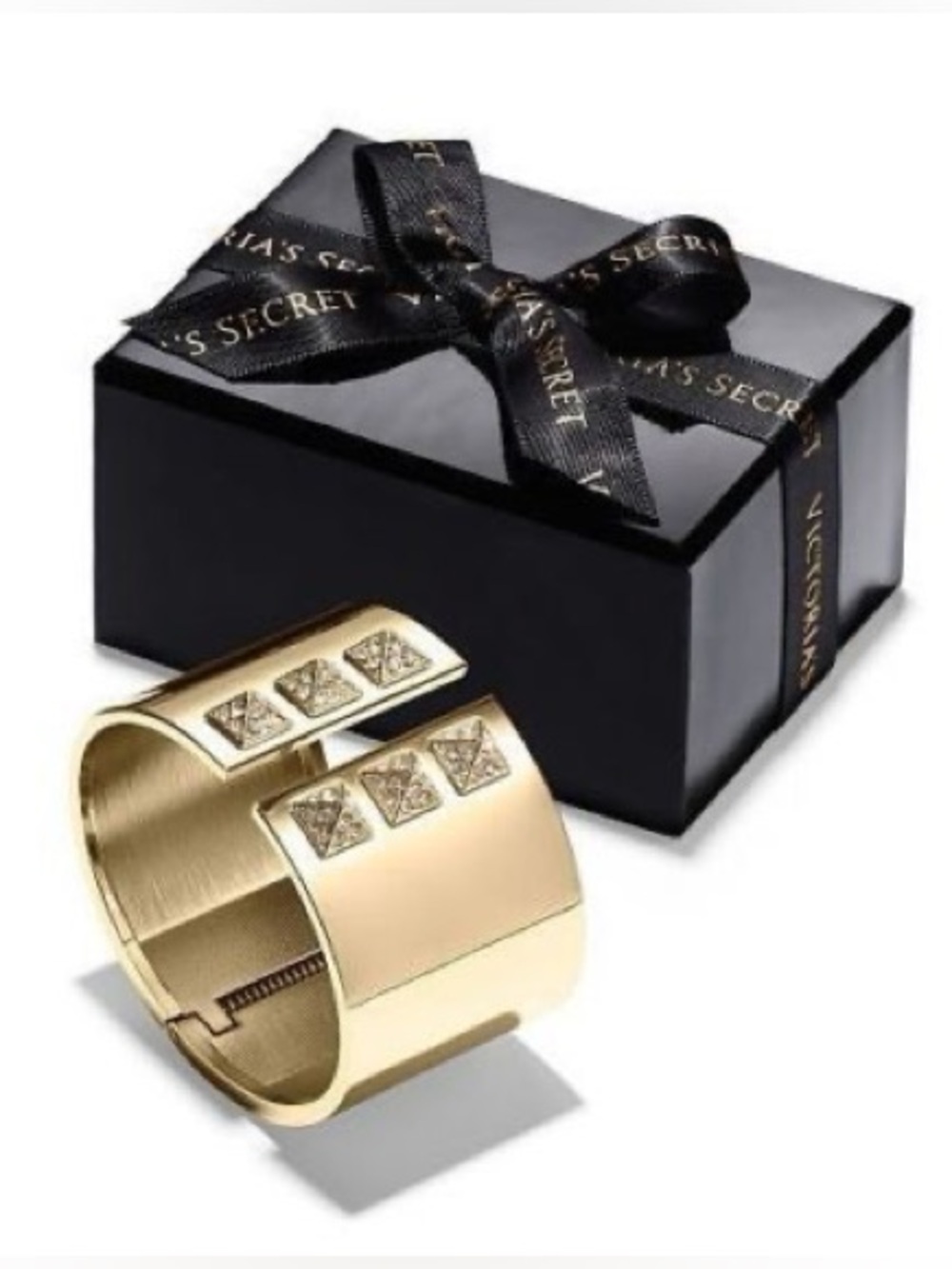 Victoria’s Secret Gold Bling Cuff Bracelet in Gift Box 🪽✨